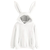Women's Solid Color Bunny Ears Hooded Casual Sweatshirt Hoodie Jumper Pullover