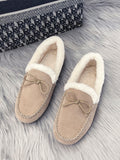 Bowknot Loafers for Women Winter Warm Moccasins Slippers Faux Fur Lined Casual Flat Shoes Indoor & Outdoor
