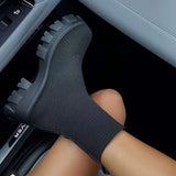 Women Ladies Casual Chunky Heel Shoes Platform Slip On Sock Fashion Sneakers