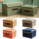 Large Collapsible Storage Bins Linen Fabric Foldable Storage Boxes Organizer Containers Baskets Cube with Cover for Home Bedroom Closet Office Nursery