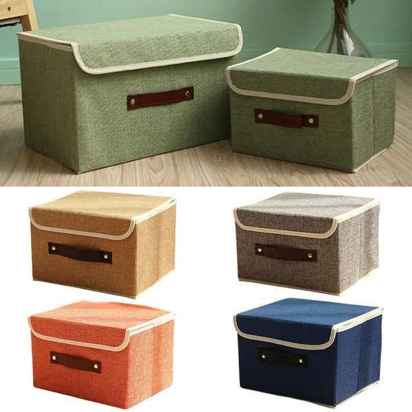 Large Collapsible Storage Bins Linen Fabric Foldable Storage Boxes Organizer Containers Baskets Cube with Cover for Home Bedroom Closet Office Nursery