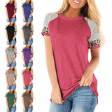 Women Striped Printed Casual Tops Short Sleeve Casual T-Shirt Blouse Pullover Tunic Tee