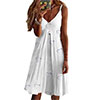 Women Sleeveless V Neck Spaghetti Strap Mini Dress Flower Casual A-line Sundress