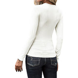 Women's Casual Solid Long Sleeve Top Loose T-Shirt Blouse Pullover Tunic Buttons