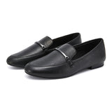 Lumento Women's Pointed Toe Loafer Leather No Slip Casual Work Flat Shoes Black Comfortable