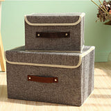 Large Collapsible Storage Bins Linen Fabric Foldable Storage Boxes Organizer Containers Baskets Cube with Cover for Home Bedroom Closet Office Nursery