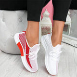 Womens Mesh Knit Trainers Lace-Up Athletic Sprot Sneakers Ladies Party Shoes
