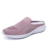 Women Flying Weaving Slippers Mules Slip On Round Toe Casual Athletic Shoes Flat