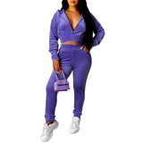 Womens 2Pcs Tracksuit Set Leggings Pants Long Sleeve Hoodie Zip Tops Outfits Set