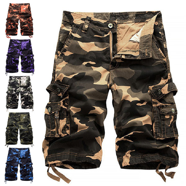 Men's Camouflage Printed Casual Cargo Shorts Trousers Short Pants Trunks Pockets