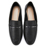 Lumento Women's Pointed Toe Loafer Leather No Slip Casual Work Flat Shoes Black Comfortable