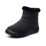 Womens Solid Color Round Toe Slip On Ankle Boots Warm Lightweight High Top Shoes