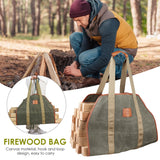 Firewood Log Carrier Bag Waxed Canvas Tote Bag Foldable Firewood Holder for Fireplaces Wood Stoves Outdoor Camping