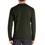 Men's Solid Color Chest Pocket Long Sleeve Button Round Neck Bottoming T-shirt