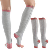 Zip Sox Compression Socks Zipper Leg Support Knee Open Toe Shaper Stockings