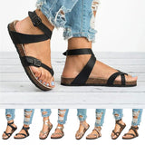 Womens Open Toes Flats Comfort Footbed Ankle Strap Sandals Summer Beach Flip Flop 4.5-12