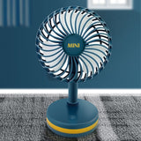 Rechargeable Desk Fan Portable Ultra-Quiet 3 Mode LED Light USB Mini Desktop Fan