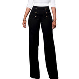 Women's Solid Color High Waist Stretch Button Straight Leg Slim Casual Trousers