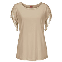Plus Size Women Summer Short Sleeve Tassel Casual Tops Blouses Solid T-Shirt Bodycon Scoop Neck Shirt