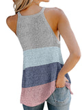 Women's Color Matching Halter Vest Tank Tops Casual Sleeveless T-Shirt Pullover