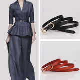 Women Ladies Skinny Pin Buckle Belt Genuine Leather Adjustable Dress Waistband