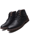 Men Plus Size Retro Style Lace Up Boots High Top Side Zipper Fall Winter Boots