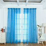Stars Printed Tulle Sheer Curtain Transparent Window Drapes Voile Valance Decor