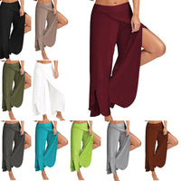 Women Electric Waist Baggy Harem Pants Hippie Yoga Gym Pants Trousers High Slit