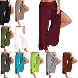 Women Electric Waist Baggy Harem Pants Hippie Yoga Gym Pants Trousers High Slit