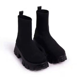 Women Ladies Casual Chunky Heel Shoes Platform Slip On Sock Fashion Sneakers