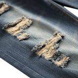 Men Ripped Jeans Straight Skinny Slim Fit Denim Pants Destroyed Frayed Trousers