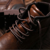 Men Plus Size Retro Style Lace Up Boots High Top Side Zipper Fall Winter Boots