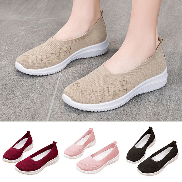 Women's Soft Flats Mesh Shoes Breathable Slip On Walking Shoes Casual Comfort