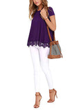 Women's Lace Splicing R Shirts Crew Neck Short Sleeve Pullover Tops T-Shirt Blouse Tunic