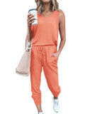 Women's Tracksuit Set Sleeveless Tops + Pants Trousers Sports Fitness Loungewear