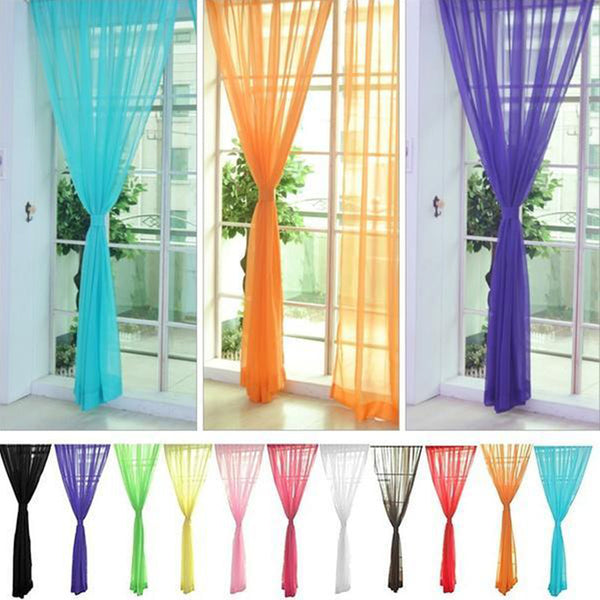Textile 1/2X Sheer Voile Window Treatment Rod Pocket Curtain Panels for Bedroom and Living Room