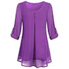 Women's Adjusted 3/4 Sleeve Crew-Neck Chiffon Shirt Casual Loose Pullover Blouse