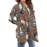 Women Halloween Print Long Sleeve Cardigan Coat Outwear Jacket Jumper Open Front