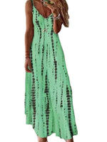Women's Stitch Tie Dye Printed Dress V Neckline Summer Maxi Sleeveless Dresses
