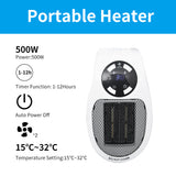 500W Portable Mini Electric Plug-In Wall Heater Handy Room Blower Fan Radiator