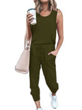 Women's Tracksuit Set Sleeveless Tops + Pants Trousers Sports Fitness Loungewear