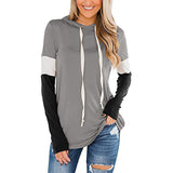 Women's Color Block Casual Loose Hooded Neck Long Sleeve Winter Pullover Hoodie