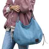 Women Fashion Tote Shoulder Bag Casual Canvas Handbag Retro Tote Purse Messenger Bag Large Capacity Travel School Bag