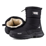 Mens Winter Mid-Calf Snow Boot Faux Fur Warm Waterproof Slip On Outdoor Athletic