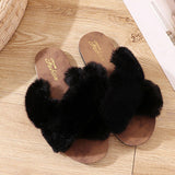 Womens Plush Soft House Slippers Non-Slip Slip on Open Toe Cozy Slides Shoes