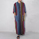 Men's Muslim Long Robe Long Sleeve Round Neck Middle East Kaftans Formal Party