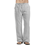Men Cotton Linen Pants Yoga Drawstring Baggy Elastic Waist Loose Trousers Slacks