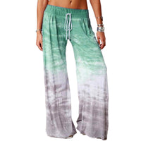 Women Casual Loose Gradient Printed Wide Leg Trouser Yoga Sport Pants Drawstring