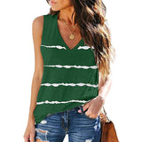 Women Stripe V-Neck Vest Tank Top Sleeveless T-Shirt Loose Pullover Blouse Tee