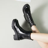 Women's Combat Boot Side Zipper Platform High Chunky Heel Casual Ankle Boots